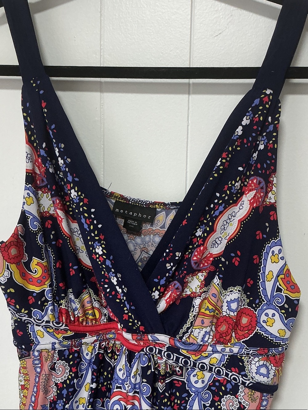 Metaphor Navy Multicolor Paisley V-Neck Camisole